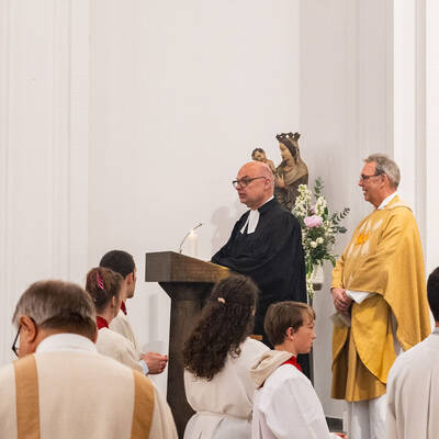 Superintendent Dr. Frank Uhlhorn und Dechant Wigbert Schwarze beim Impulsgespräch